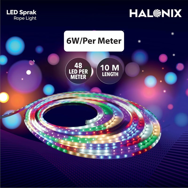 Halonix 10 Meter Multicolor 11W Rope Light |8 Light Modes | Ip65 Certified,Bis Approved | Fairy Light,String Light | Direct Plug-in | Pack of 2 | Diwali Lights for Decoration for Home,Led - Image 4