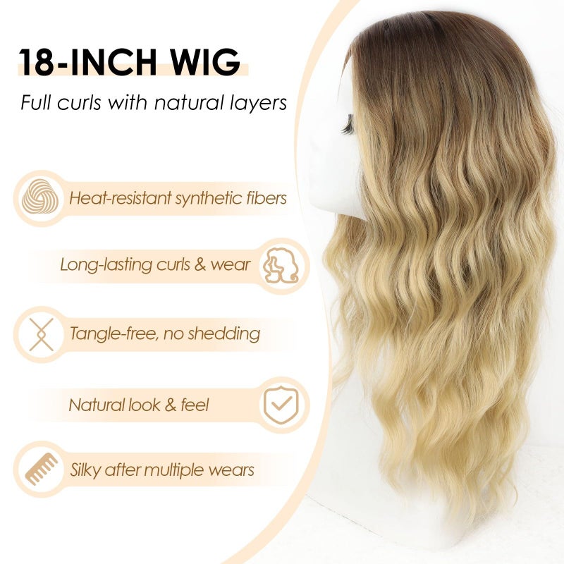 AISI HAIR ã€Beginner Friendly Wigs Ombre Blonde Wig for Women Medium Length Wave Curly Glueless Synthetic Heat Resistant Hair Wigs for Daily Party Cosplay - Image 4