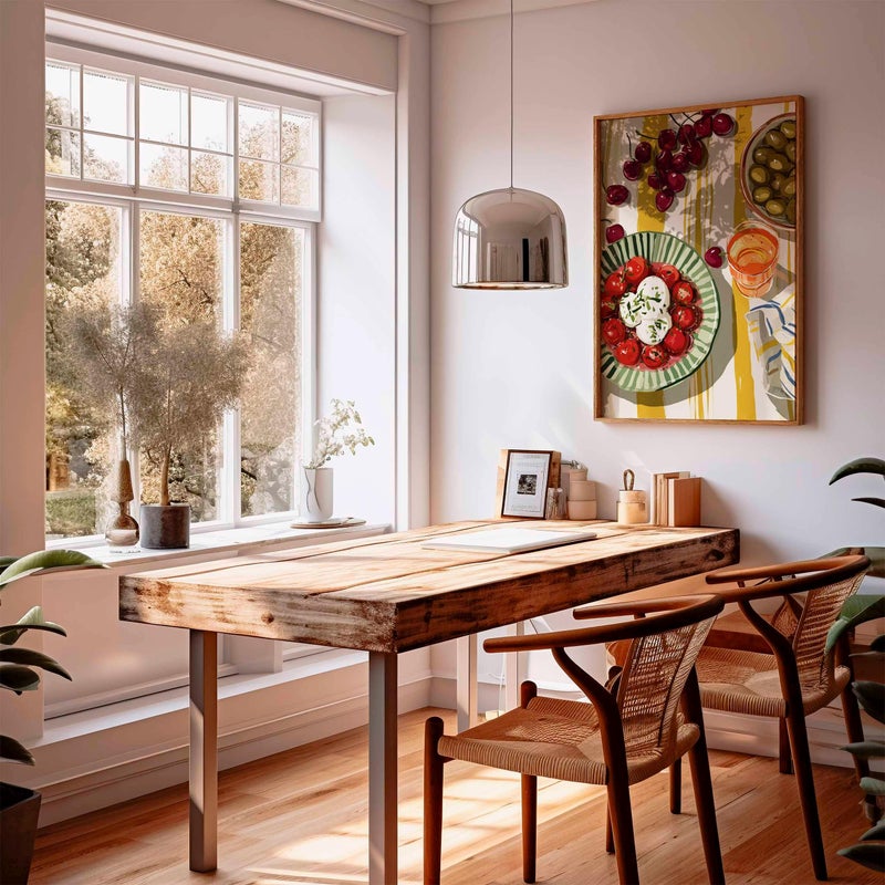 TNESSENTIAL Mediterranean Kitchen Wall Art Print, Food Still Life Poster, Colorful Dining Room Artwork, Fruit and Salad Illustration, Rustic Wall Decor - Image 3
