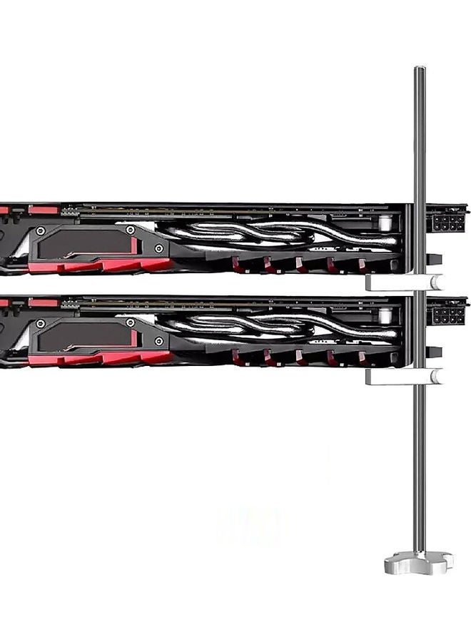 Gm962 Aluminum Vertical Graphics Card Holder Double Support Jack Bracket Desktop Pc Case Silver - Image 1