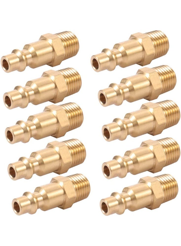 Brass 10pcs 1/4-Inch NPT Male Industrial Air Hose Quick Connect Adapter,Air Coupler and Plug Kit,Air Compressor Fittings (Male NPT) - Image 1
