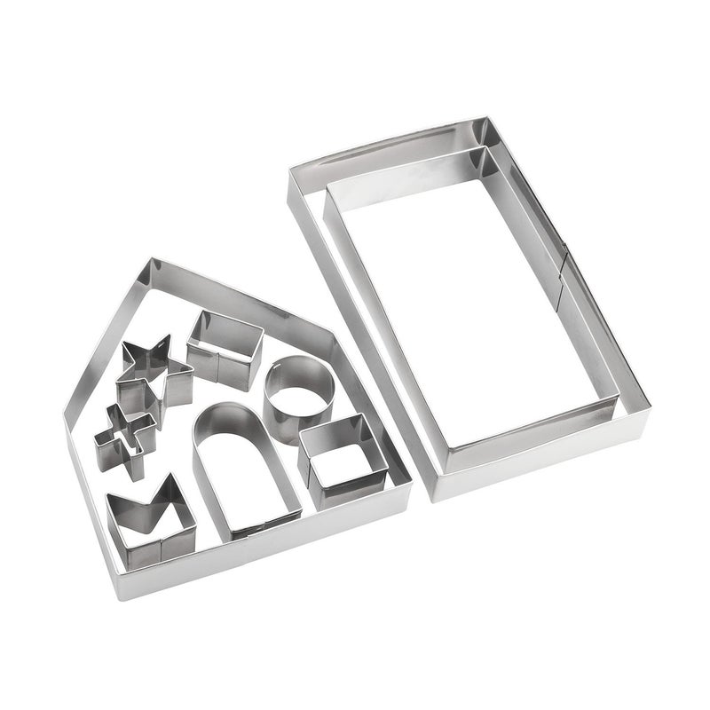 YXChome مجموعة قواطع بسكويت منزل الزنجبيل 3D قواطع بسكويت منزل الزنجبيل مجموعة منزل الزنجبيل لعطلة الشتاء عيد الميلاد مجموعة منزل الزنجبيل هدية للأطفال عبوة 10 قطع قواطع بسكويت عيد الميلاد