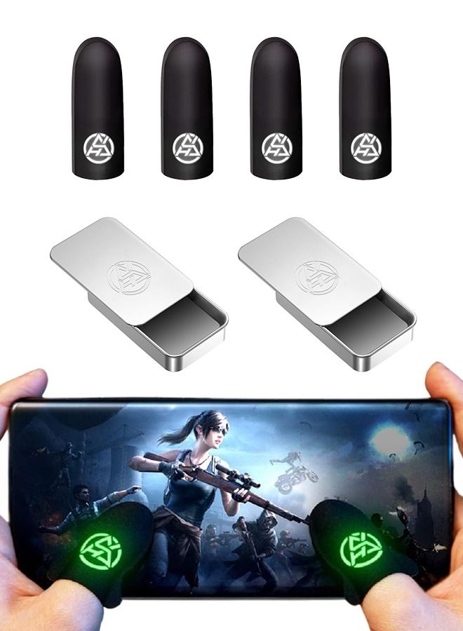 Xoopla 2-Pairs Luminous Gaming Finger Sleeves for Mobile /Tablet , Sensitive handling,Breathable Sweat Proof Ultra-Thin Gamer Touchscreen Thumb Gloves, Professional PUBG Game Finger Covers(With Storage Box) - Image 1