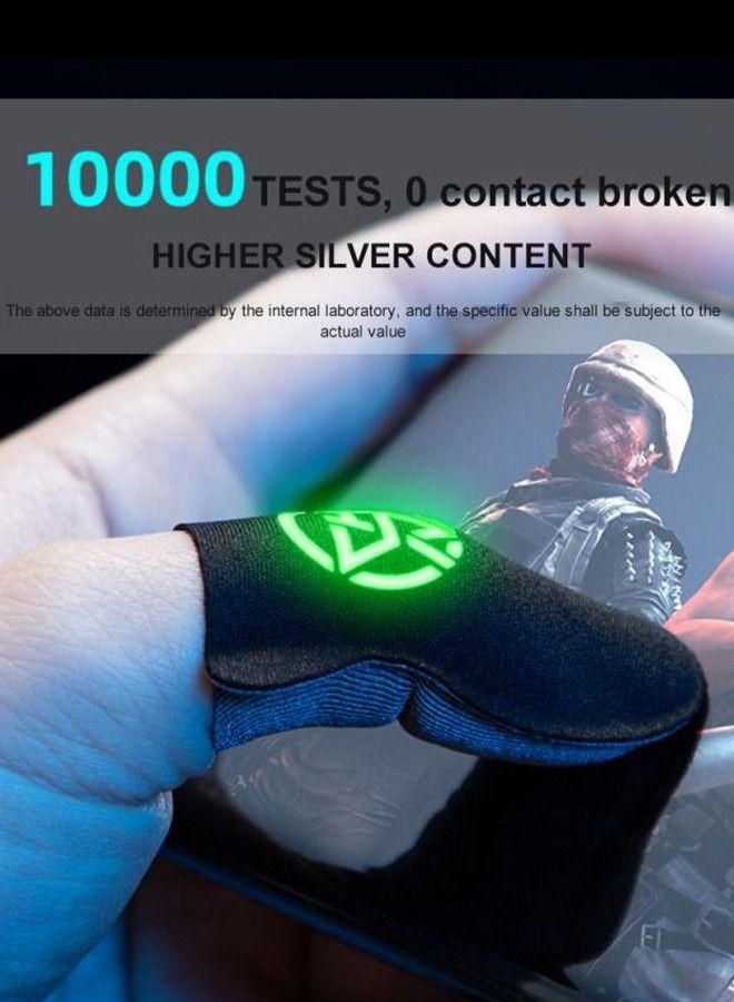 Xoopla 2-Pairs Luminous Gaming Finger Sleeves for Mobile /Tablet , Sensitive handling,Breathable Sweat Proof Ultra-Thin Gamer Touchscreen Thumb Gloves, Professional PUBG Game Finger Covers(With Storage Box) - Image 2