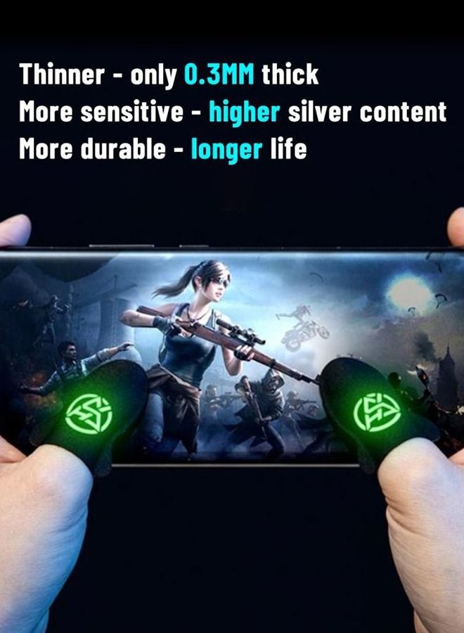 Xoopla 2-Pairs Luminous Gaming Finger Sleeves for Mobile /Tablet , Sensitive handling,Breathable Sweat Proof Ultra-Thin Gamer Touchscreen Thumb Gloves, Professional PUBG Game Finger Covers(With Storage Box) - Image 5
