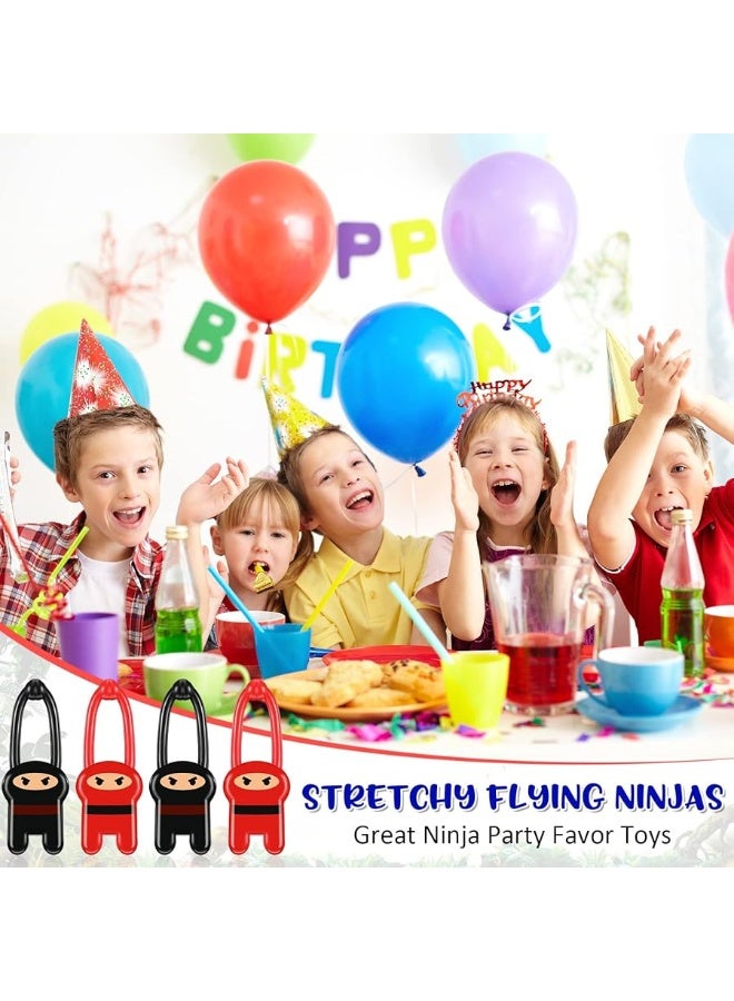 Skylety Skylety 24 Pieces Stretchy Flying Ninjas Slingshot Stretch Ninja Toys Red and Black Elastic Slingshot Ninja Stretchable Funny Finger Ninja Slingshot Toys for Ninja Kids Birthday Party Favors Supplies - Image 2