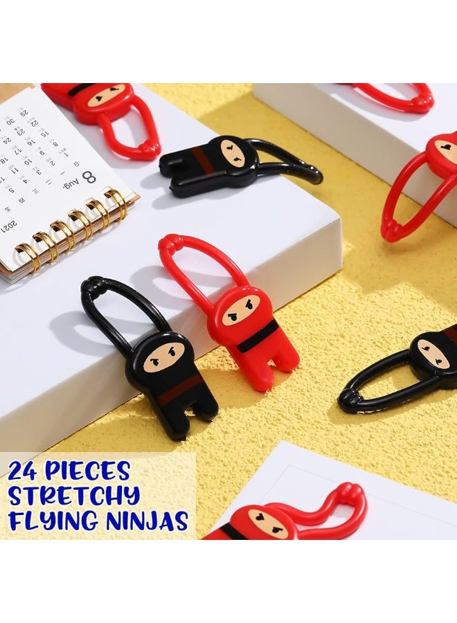Skylety Skylety 24 Pieces Stretchy Flying Ninjas Slingshot Stretch Ninja Toys Red and Black Elastic Slingshot Ninja Stretchable Funny Finger Ninja Slingshot Toys for Ninja Kids Birthday Party Favors Supplies - Image 5