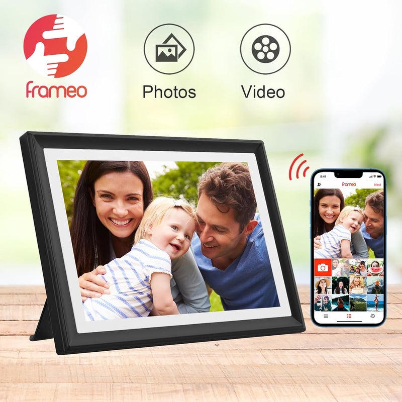akimart 32GB FRAMEO 10.1 Inch WiFi Digital Photo Frame with LED Light, 1280x800 HD IPS LCD Touch Screen, Auto-Rotate Portrait and Landscape, 32GB Storage, Share Moments Instantly via Frameo App from Anywhere - Image 3