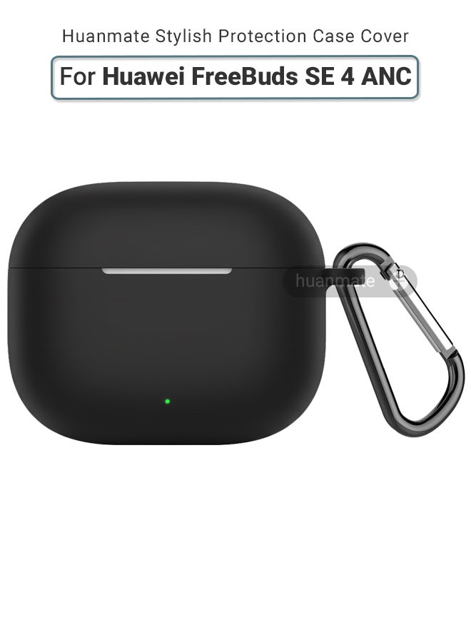 هووانميت غطاء حماية لجهاز هواوي فري بودز اس اي 4 آن اس اي - أسود - مصنوع من السيليكون الناعم، خفيف الوزن ومتين - تصميم أنيق، فتحات دقيقة، سهل التركيب والإزالة - Image 1