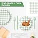 BHHQHH 168Pcs Gingham Party Supplies for 24 Guests Thick Paper Plates and Napkins Knives Spoons Forks Cups Disposable Party Set Cutlery for Dinner Baby Shower Wedding FavorSage Green - Image 3
