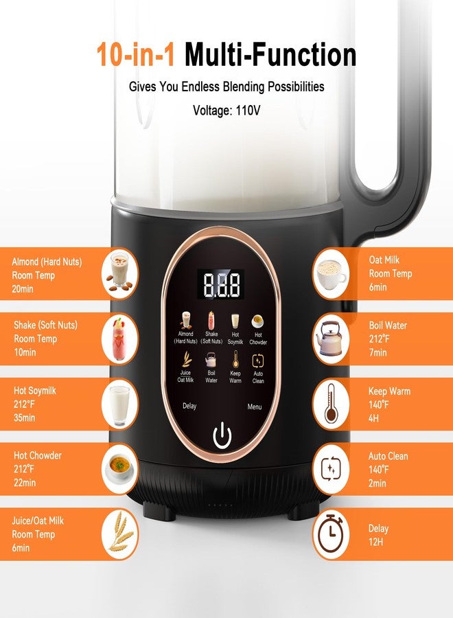Flelano 50oz Nut Milk Maker Machine, 10 in 1 Automatic Plant Based Milk Maker for Homemade Oat, Coconut, Chowder, Juice, Soy Milk with 20 Blades,Delay Start, Boil Water, Keep Warm & Auto Clean - Image 2