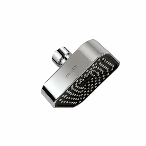 ENICET ABS Shower Head For Bathroom, 4 Inch Overhead Rain Shower, Soft Easy To Clean Rubber Nozzles, Without Arm, High Pressure Round Sawar, 1 Year Warranty (4 INCH SQUARE BLACk) - Image 1