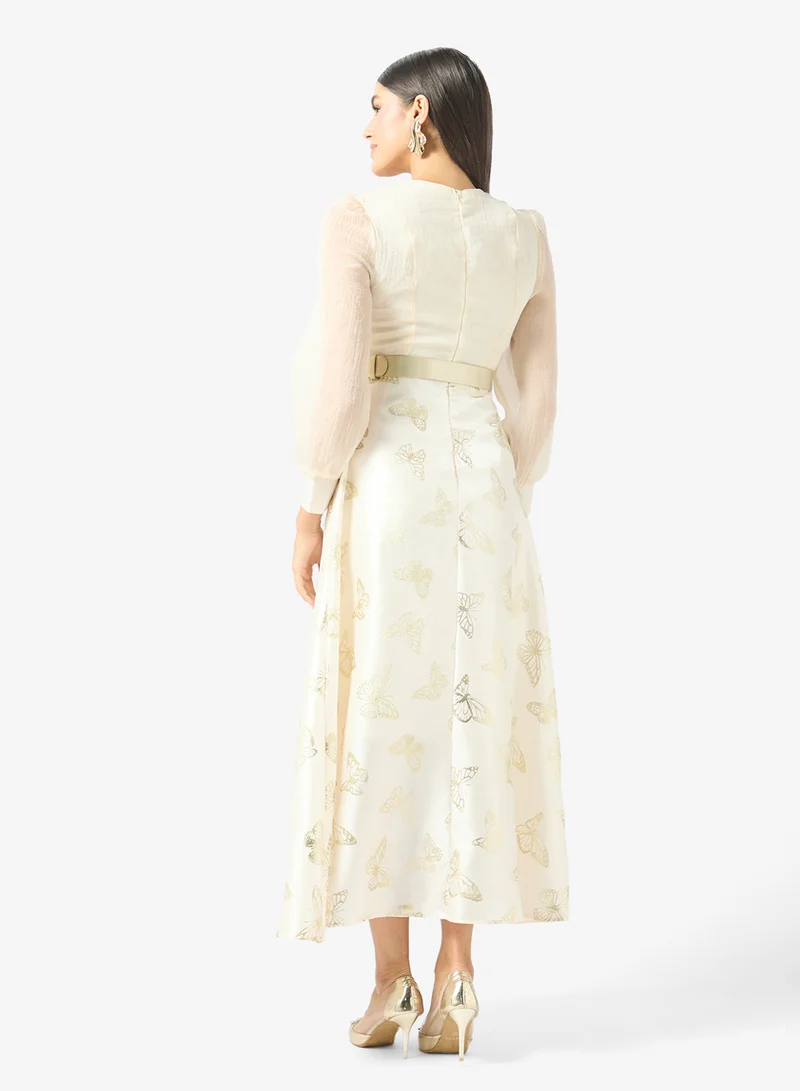 Khizana A-line Dress With Foil Print