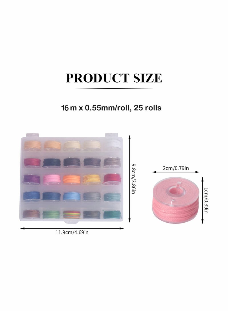 Waxed Threads, 25Pcs 16m x 0.55mm  Assorted Colors Waxed Cord Waxed Polyester String Round Waxed Cord Thread Waxed Beading Strings Hand Stitching Thread for DIY Jewelry Making Crafting Macrame Leather