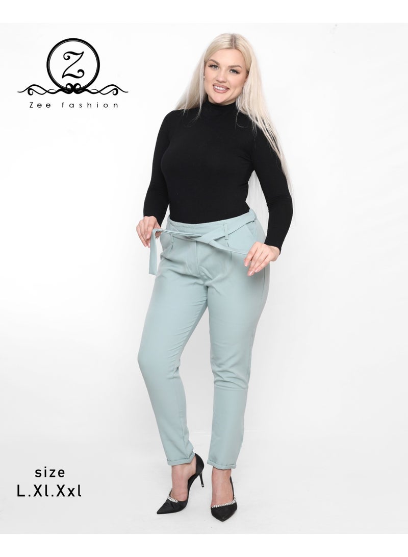 Classic & casual pants for women, mint green - Image 3