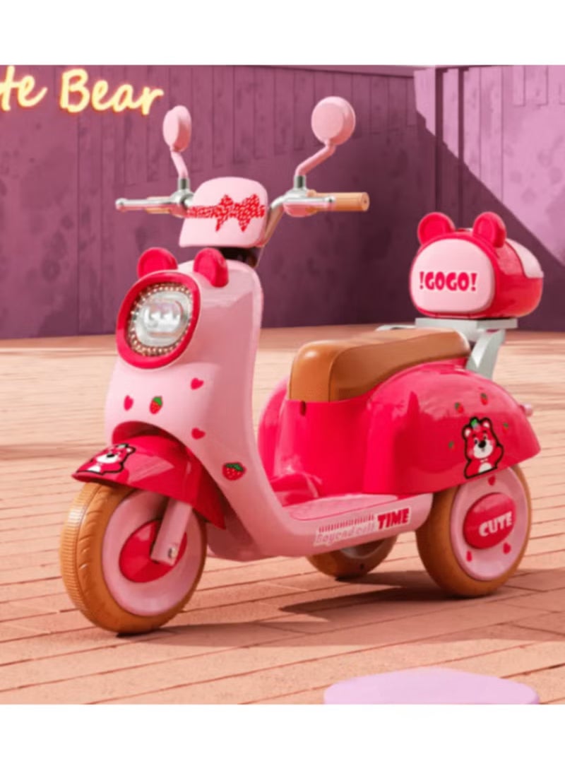 IBAMA Cute Pet Style Electric Motorcycle for Kids Ride-on Toys Tricycle with Music and Lights Three Wheels Motorbike ( Pink ) - Image 4