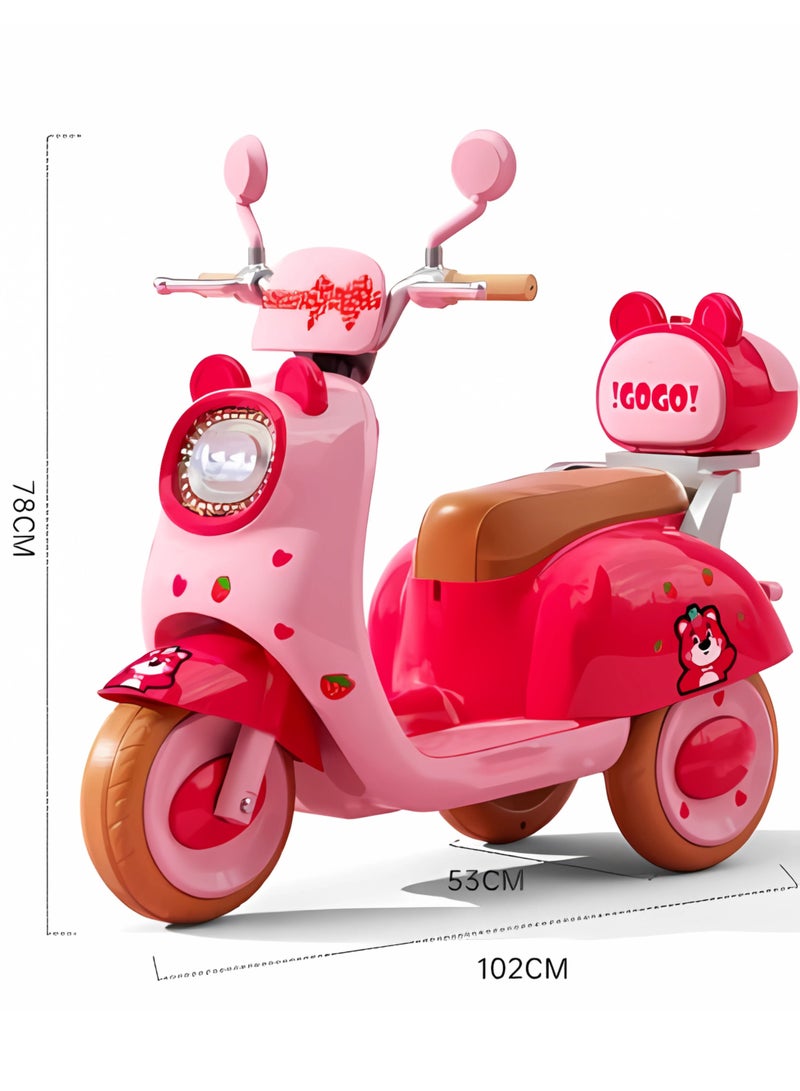 IBAMA Cute Pet Style Electric Motorcycle for Kids Ride-on Toys Tricycle with Music and Lights Three Wheels Motorbike ( Pink ) - Image 2