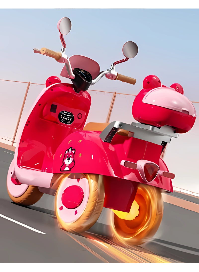 IBAMA Cute Pet Style Electric Motorcycle for Kids Ride-on Toys Tricycle with Music and Lights Three Wheels Motorbike ( Pink ) - Image 5