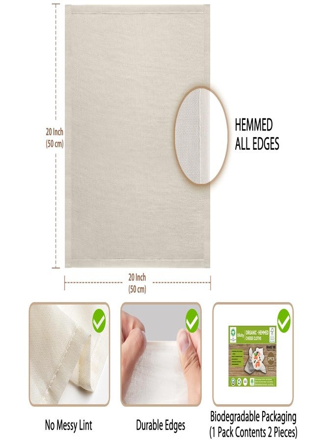 Olicity Organic Cheese Cloths, GOTS Certified, 2PCS, Grade 100, 20x20Inch Hemmed Cheese Cloth Reusable Muslin Cheesecloth for Straining, 100% Cotton Unbleached Fine Mesh Cloth Cheese Cloths for Cooking, Herbs - Image 4
