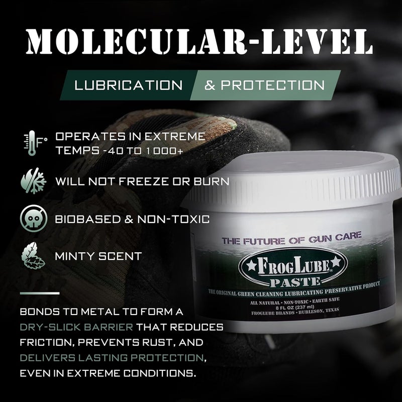 FrogLube Paste - Gun Grease - Gun Lubricant - Metal Absorbing Gun Oil Lubricating Paste - Non-Toxic Gun Lube - Owned & Developed by Retired Navy Seal (8oz) - Image 2