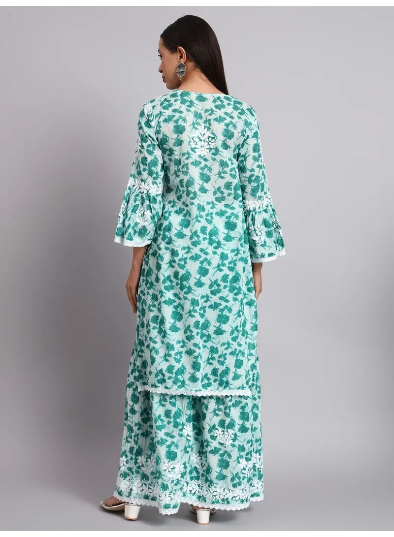 الايا مجموعة كورتا قطن شيكانكاري مطرزة يدويًا للنساء-AL4099KS