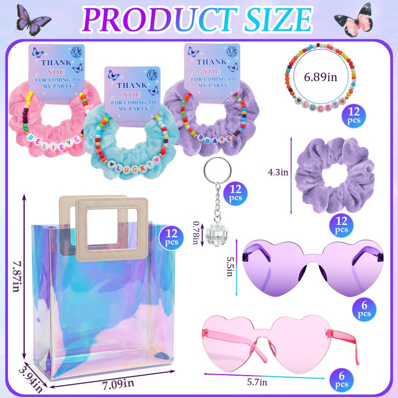Hoteam 60 Pcs Kpop Theme Party Supplies Popular Singer Favors Friendship Bead Bracelets Velvet Hair Scrunchies Disco Keychain Heart Sunglasses Gift Bags for Fans Party Supplies Birthday Decorations - Image 2