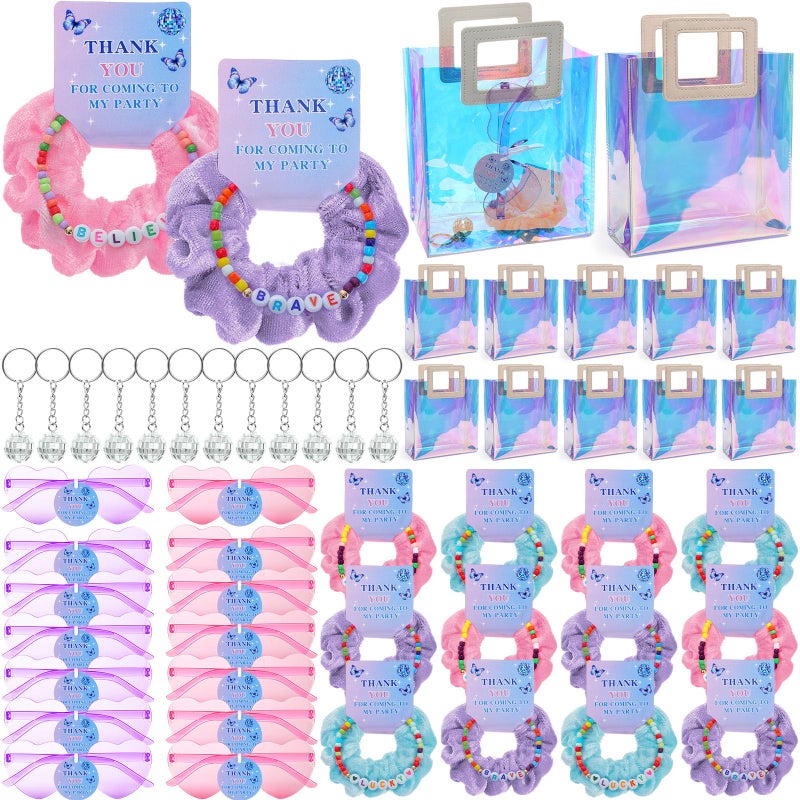 Hoteam 60 Pcs Kpop Theme Party Supplies Popular Singer Favors Friendship Bead Bracelets Velvet Hair Scrunchies Disco Keychain Heart Sunglasses Gift Bags for Fans Party Supplies Birthday Decorations - Image 1