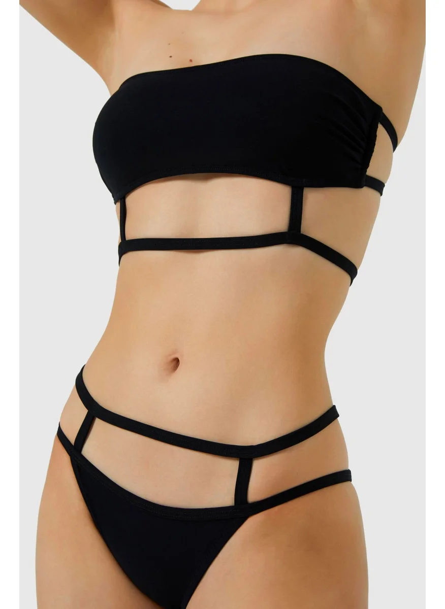 Ayyıldız 3432 Black Strapless Bikini Set