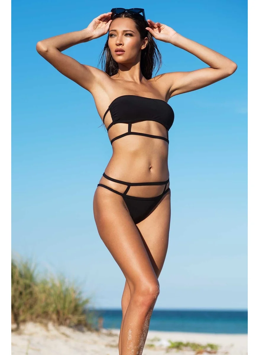 Ayyıldız 3432 Black Strapless Bikini Set