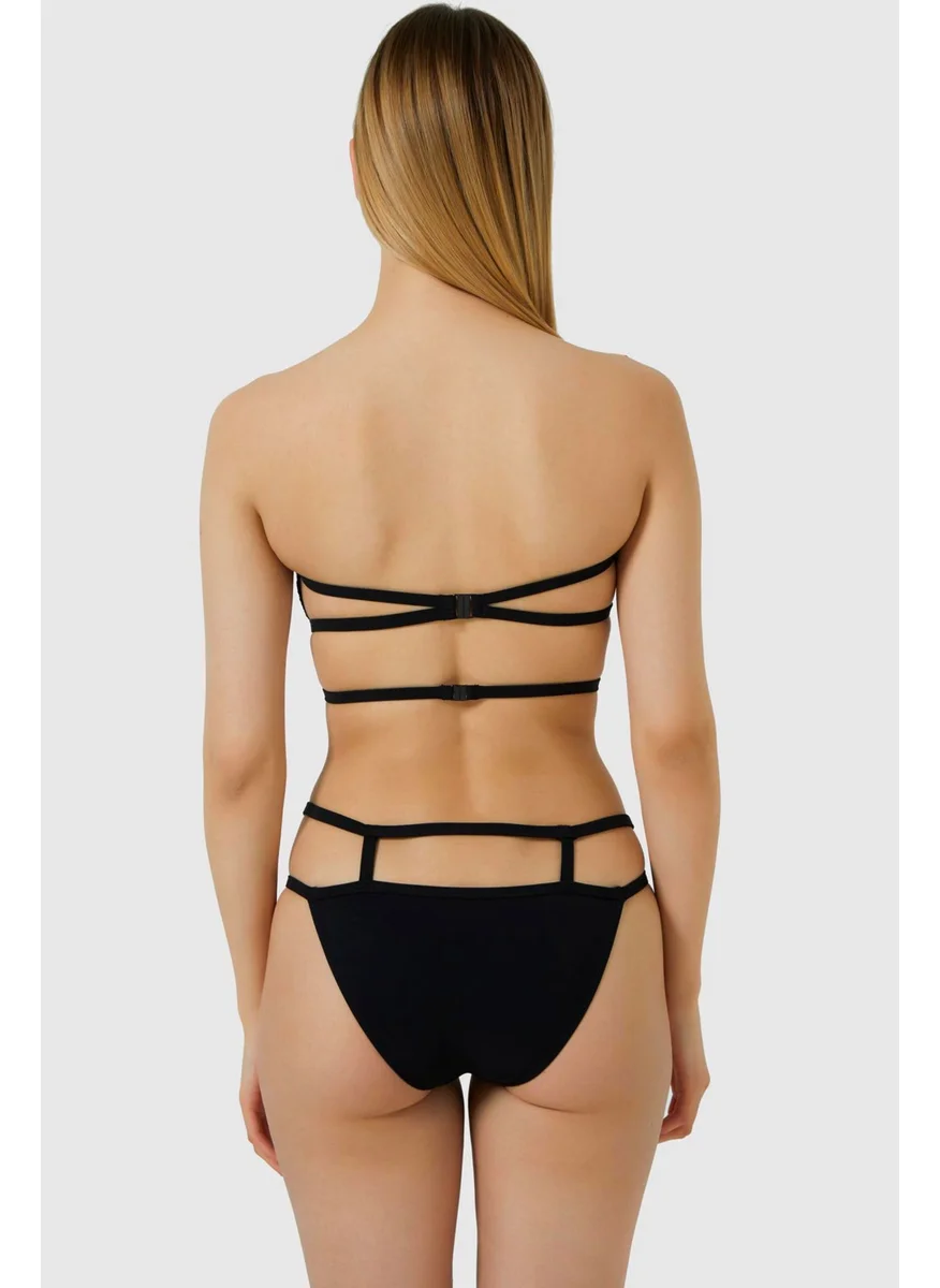 Ayyıldız 3432 Black Strapless Bikini Set