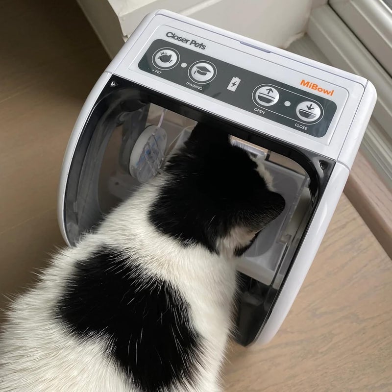 Closer Pets MiBowl smart Selective Microchip-Activated Automatic Pet Feeder (CP500) - BPA and BHT Free Bowl with Enclosed Back for Small to Medium Cats and Small Dogs, White - Image 2