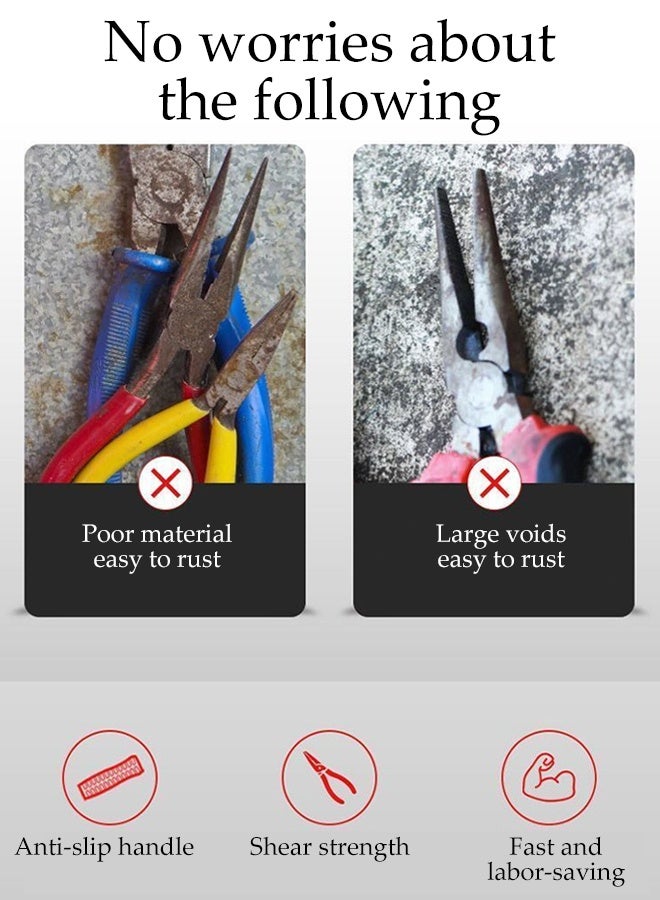 DUNISO Multi-Function 3Pcs Pliers Set, Including 6 Inch Cutting Pliers, 6 Inch Combination Pliers and 6 Inch Diagonal Nose Pliers,Professional Hand Tool for Cutting, Crimping Stripping, Gripping and Coiling - Image 3