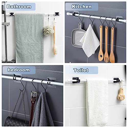 Codoule 8PCS No Drill Curtain Rod Brackets No Drilling Self Adhesive Curtain Rod Holder Hooks Nail Free Curtain Rod Hooks Curtain Hangers for Bathroom Kitchen Home Bathroom and Hotel (Black) - Image 4
