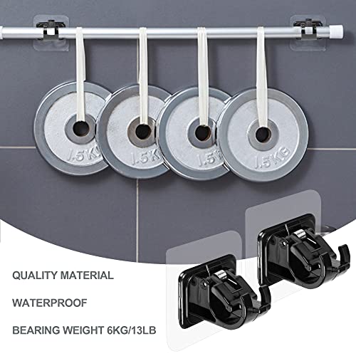 Codoule 8PCS No Drill Curtain Rod Brackets No Drilling Self Adhesive Curtain Rod Holder Hooks Nail Free Curtain Rod Hooks Curtain Hangers for Bathroom Kitchen Home Bathroom and Hotel (Black) - Image 5