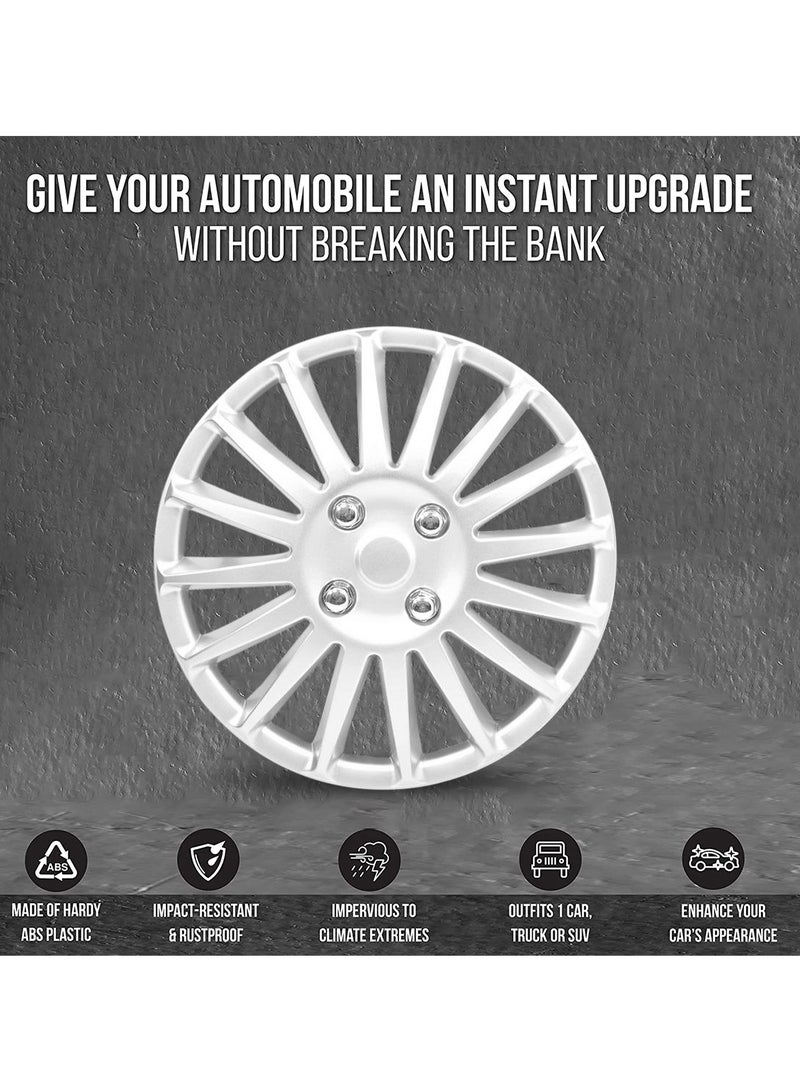 14 Inch Silver Color Universal Model Car Wheel Cap Cover Press Fitting Set of 4 Pieces  WJ-5019-A-14