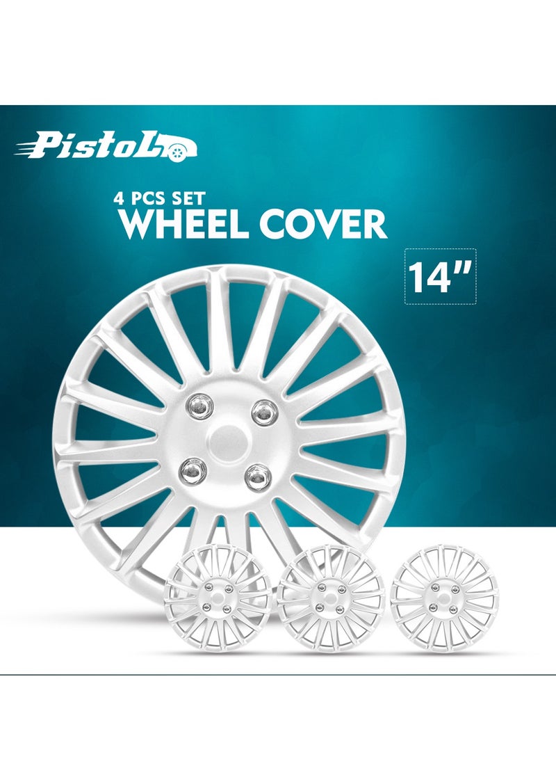 14 Inch Silver Color Universal Model Car Wheel Cap Cover Press Fitting Set of 4 Pieces  WJ-5019-A-14