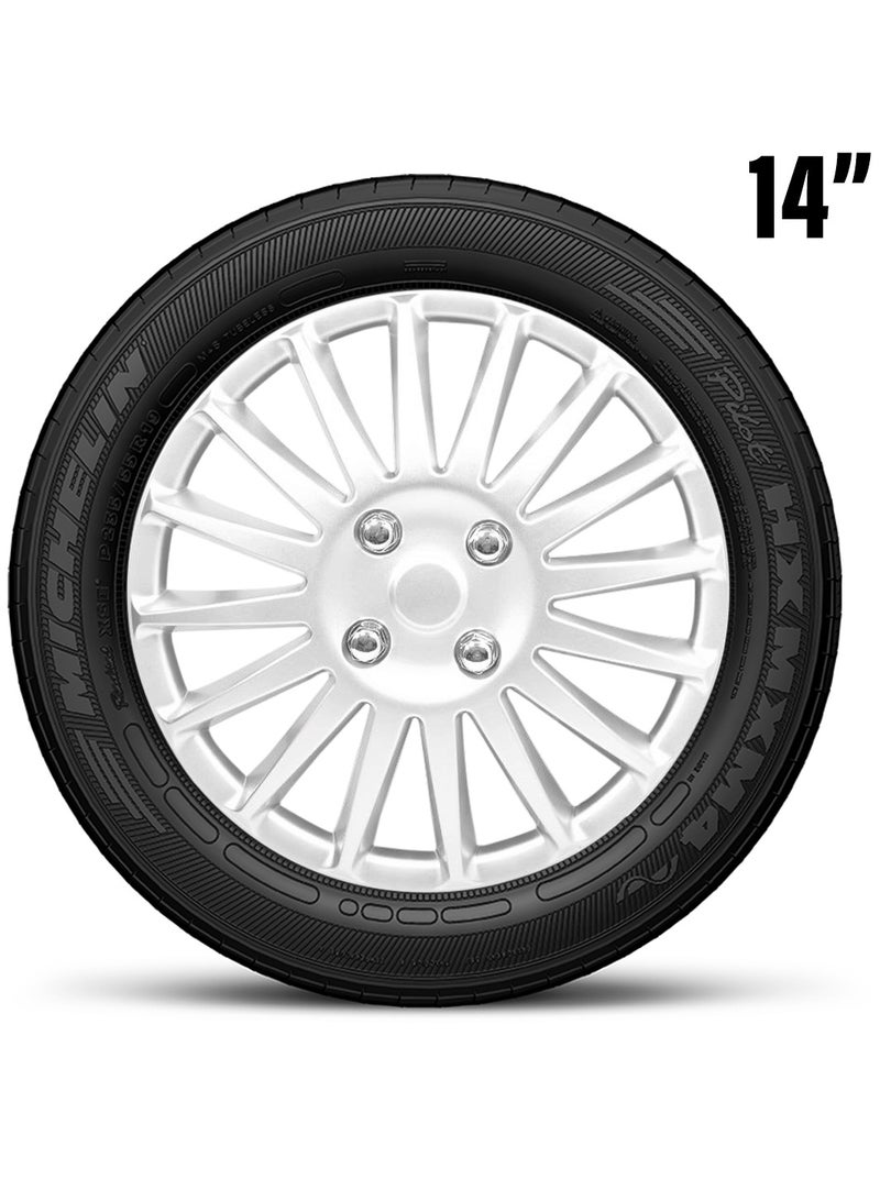 14 Inch Silver Color Universal Model Car Wheel Cap Cover Press Fitting Set of 4 Pieces  WJ-5019-A-14