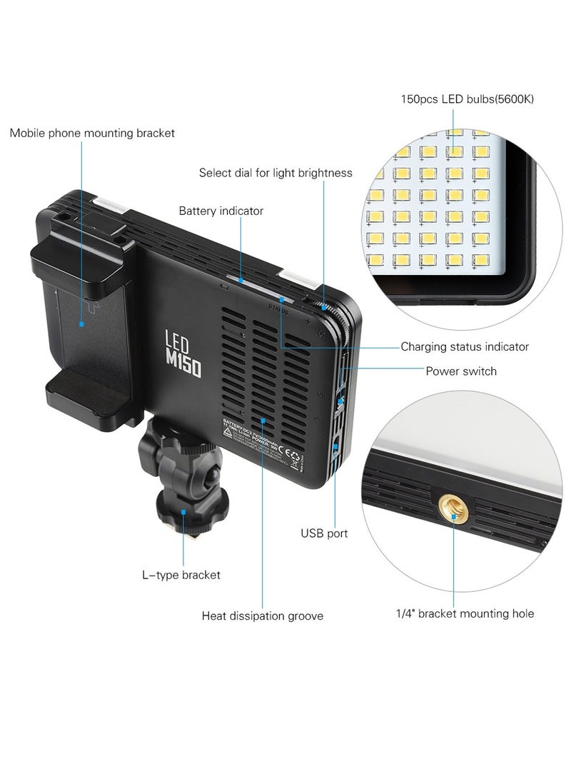 Godox LEDM150 Mini LED Video Light 5600K Dimmable Photography Fill-in Light CRI 95+ with Adjustable Phone Mounting Bracket for DSLR Camera Camcorder 5.5-8.5cm Width Mobile Phones - Image 4
