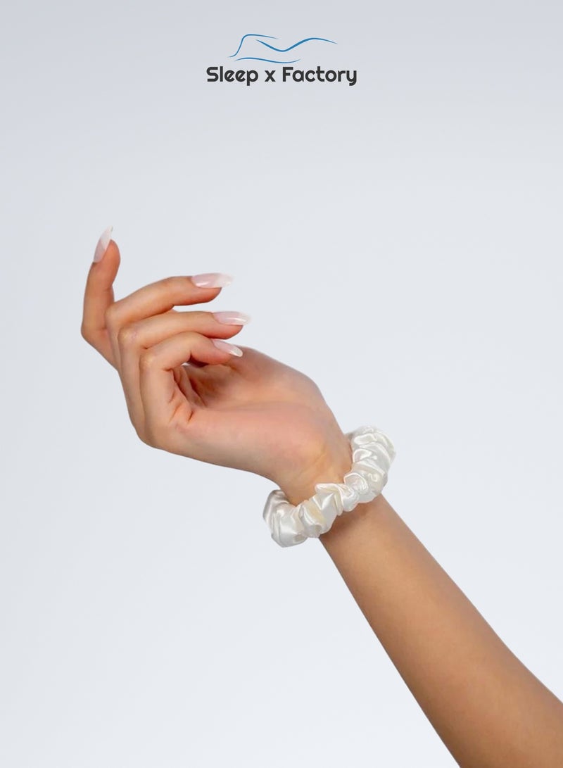 Sleep x Factory Rest Dose 100% Natural Silk 3-Piece Luxury Set – Pillowcase + Eye Mask + Hair Scrunchie – White - Image 5