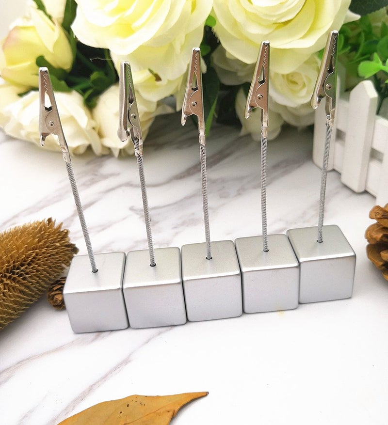 senover Table Number Holder Name Place Card Holder Memo Clip Holder Stand Note Holder Pictures Card Paper Menu Clip (Silver) (10PCS)  - Image 5