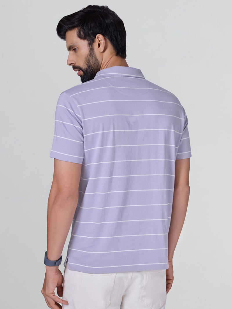 اكس واي اكس اكس تي شيرت بولو رجالي من XYXX Linea مخطط من القطن بأكمام نصفية - Image 4