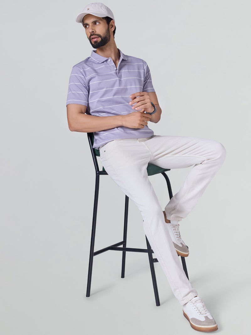 اكس واي اكس اكس تي شيرت بولو رجالي من XYXX Linea مخطط من القطن بأكمام نصفية - Image 3