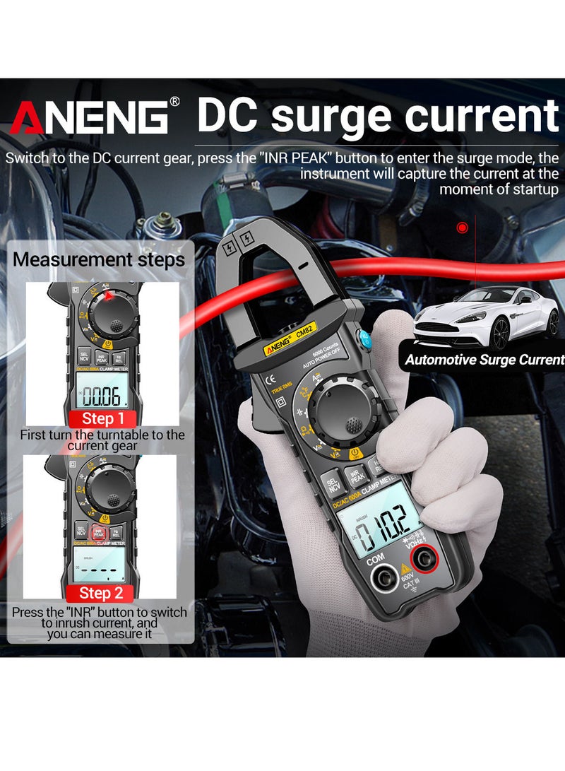 ANENG CM82 مقياس المشبك الرقمي 6000 عدد صحيح RMS NCV مقياس عالمي أسود  - Image 5