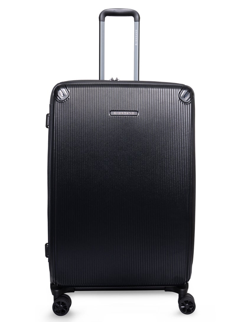 GIORDANO Giordano TitanX 28-Inch Check-In Luggage – Large Hard Shell Trolley Suitcase with Extra Secure Lock, Expandable Luggage Design, 360° Double Spinner Wheels, Lightweight Unbreakable Travel Bag – Black - Image 1