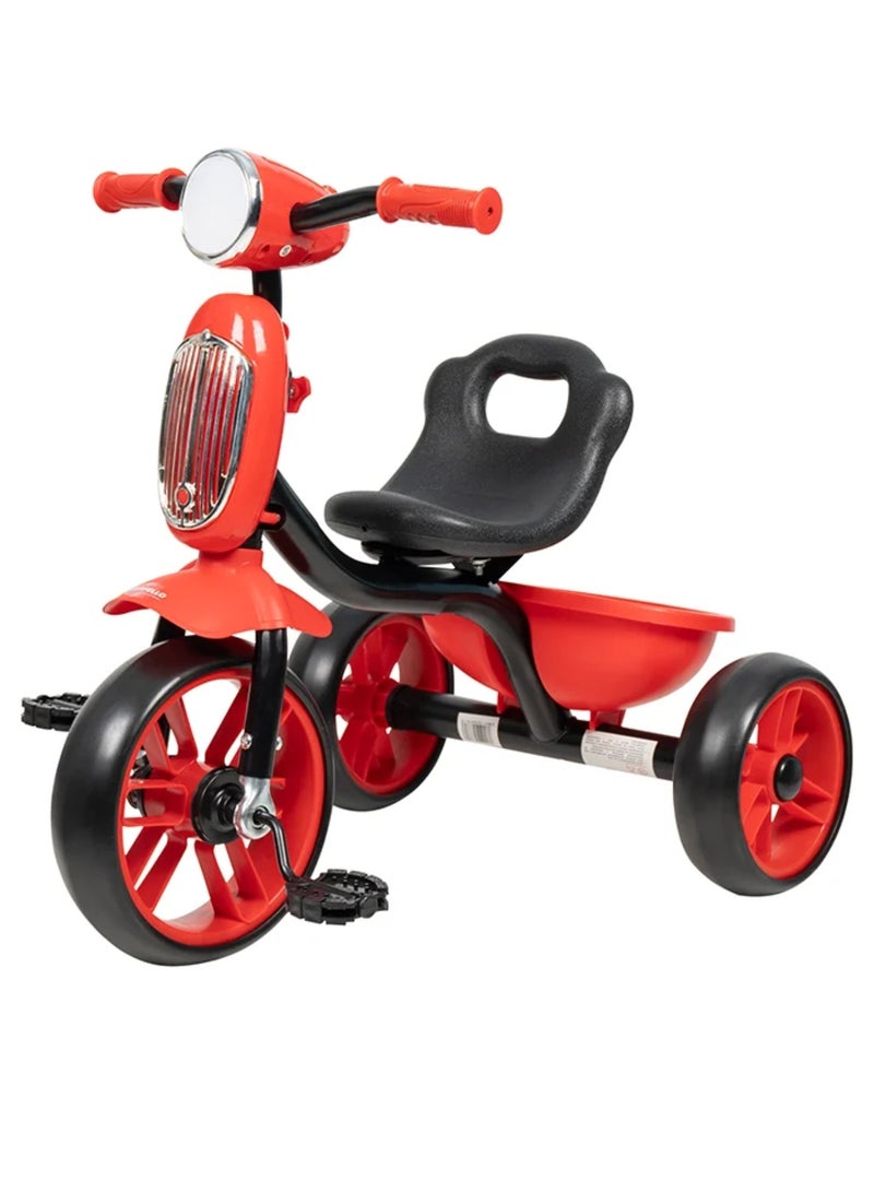 Toddler Tricycle with Rear Storage Basket and Headlight Suitable for 2 to 5 Years Old Boys and Girls - Image 1