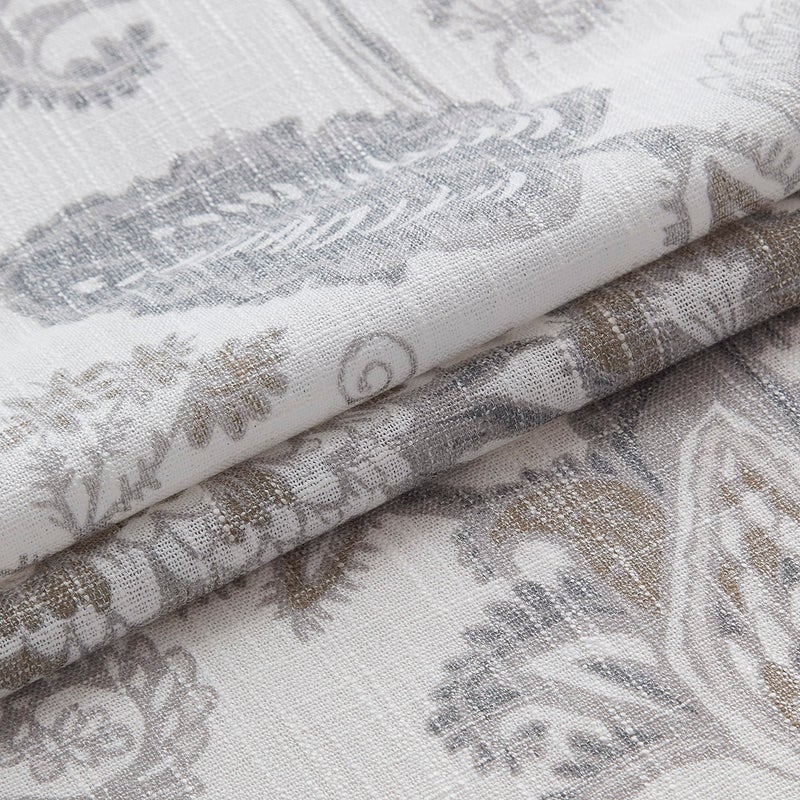 Kayne Studio Backtab Rod Pocket Jacobean Floral Semi Sheer Curtains Botanical Leaf Printed Vintage Farmhouse Curtains for Living Room Linen Grey Light Filtering Window Treatment Sets 52""x84"" 2 Panels - Image 3