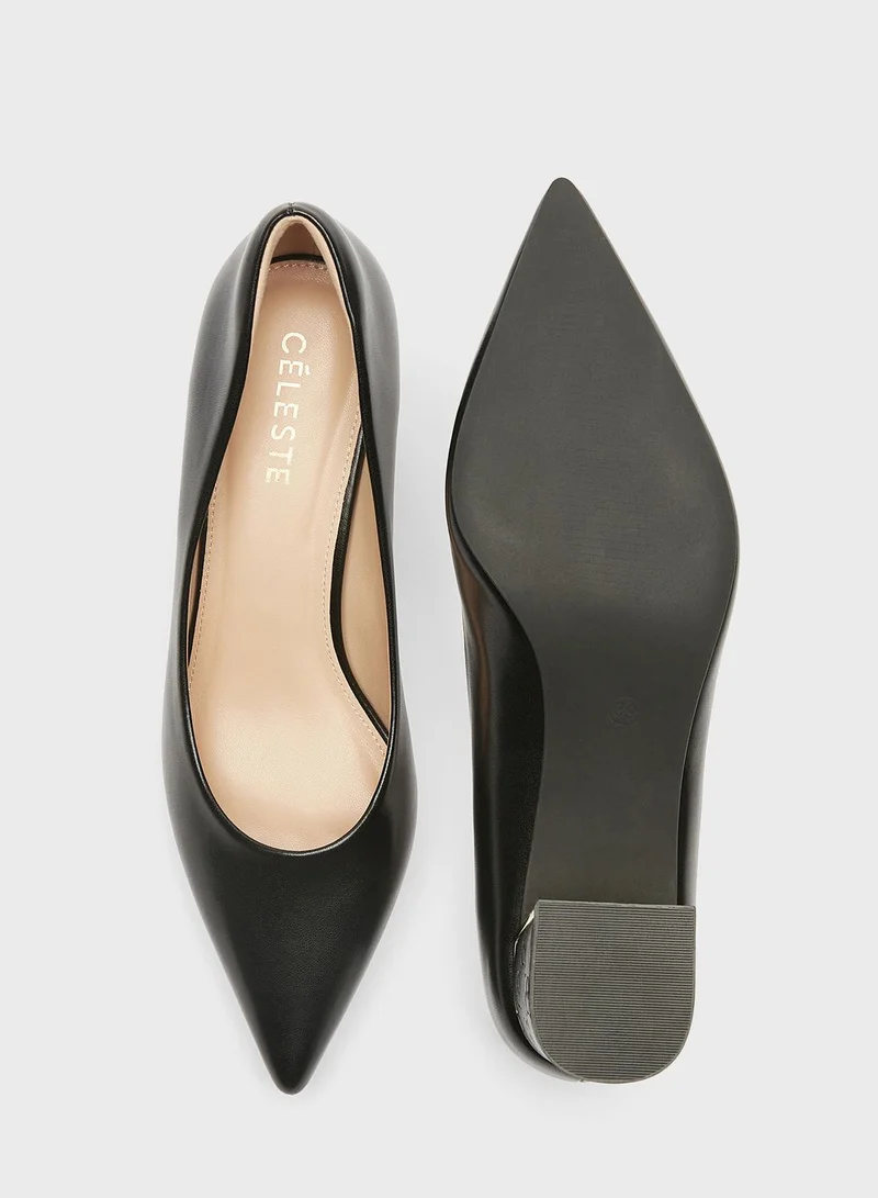 Celeste Pointed Toe Mid Heel Pumps