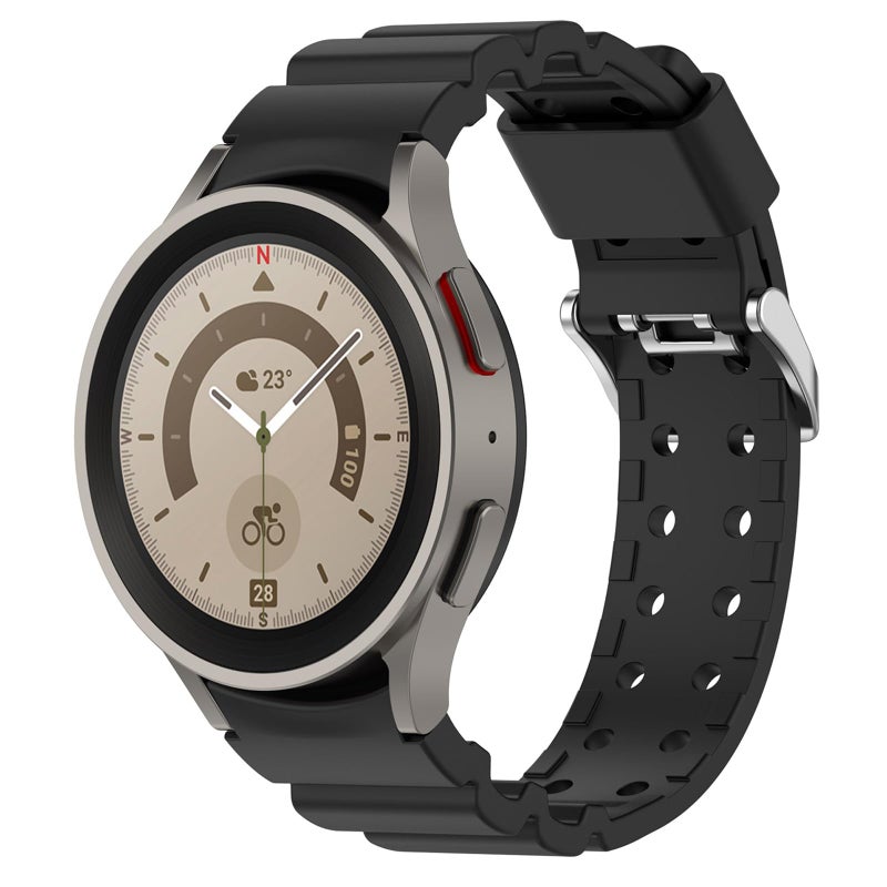 AWADUO Compatible with Samsung Galaxy Watch 6/6 Classic/Watch 4/4 Classic Bands, 20mm Replacement Silicone Strap – Black - Image 2