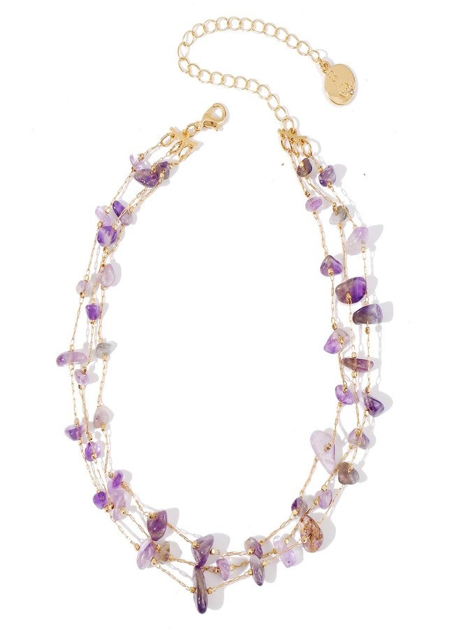Coiris Beaded Chocker Necklace for Women 3-Layered Stone Delicate and Petite Boho Necklace Beach Summer Jewelry Gift for Her - Image 1