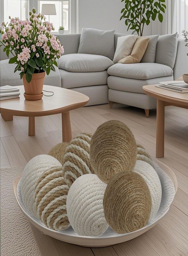 Flyekist Decorative Balls for Bowls, 2.36 Inch Set of 9, Vase Fillers for Centerpieces Bowl Fillers, Wicker Rattan Ball Natural Decorative Spheres Orbs Decor for Home Table Decor Party Wedding - Image 2